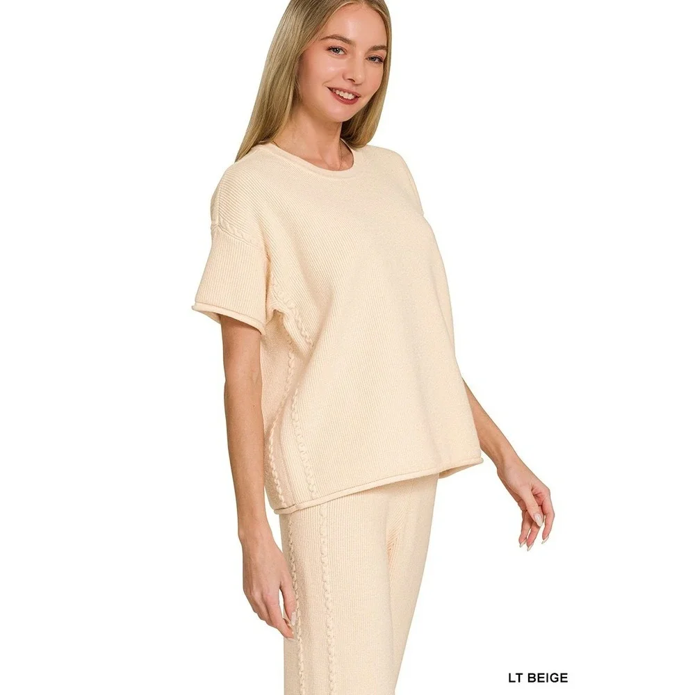 Zenana Viscose Round Neck Top & Pants Set - Small‎